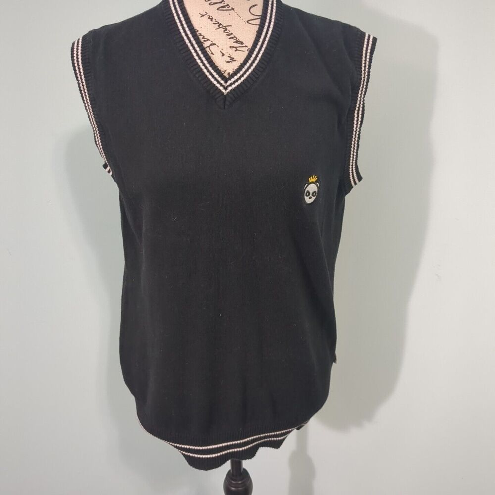 V Neck Sweater Vest Panda Logo College Street cornerstone bodega panda Men's xs